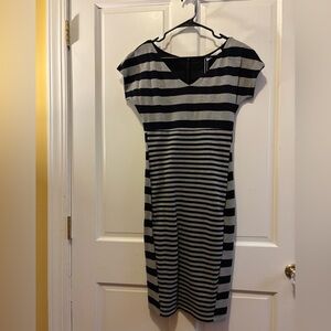 MaxMara Black and Gray Striped Dress